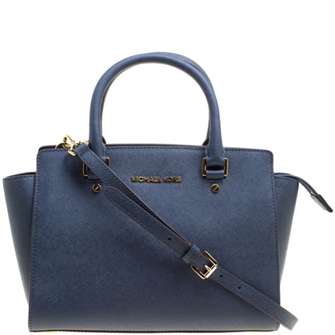 michael kors selma zip medium navy satchels